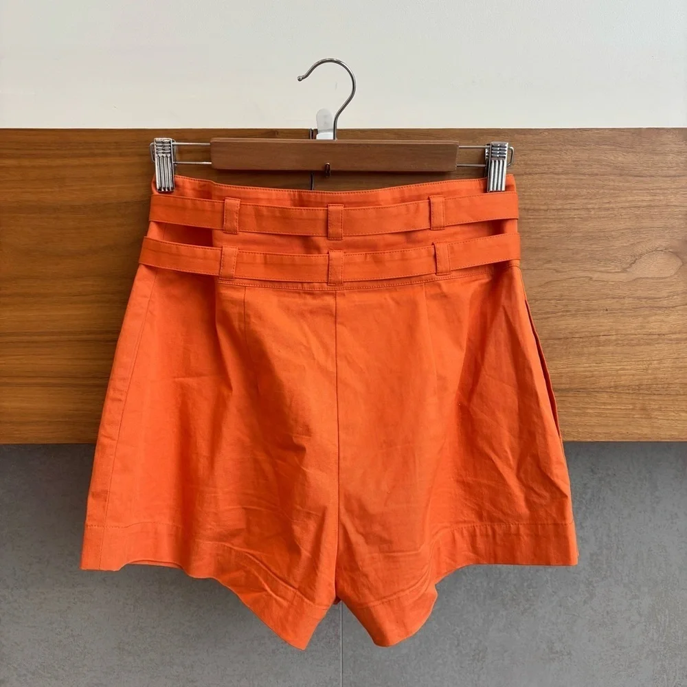 INTERMIX Leslie Double Belted Cotton Shorts, Size 6